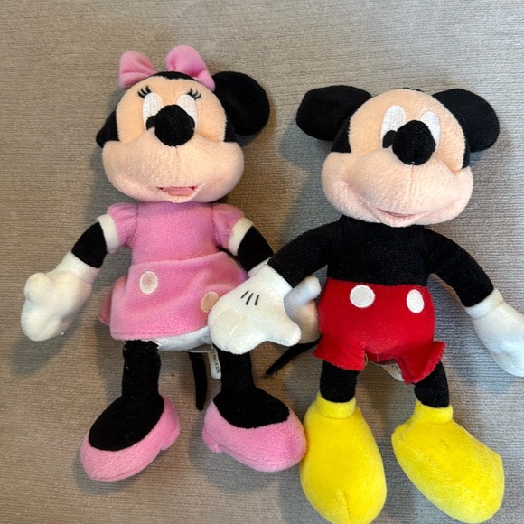 Mickey and Minnie Mouse plush pair lot of 2 Disney stuffed animal - Picture 1 of 5